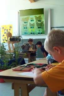 Beim Ausmalen von Bl�tenbesuchern.